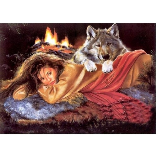 Malowanie po numerach Dziewczynka i wilk 40 x 50 cm